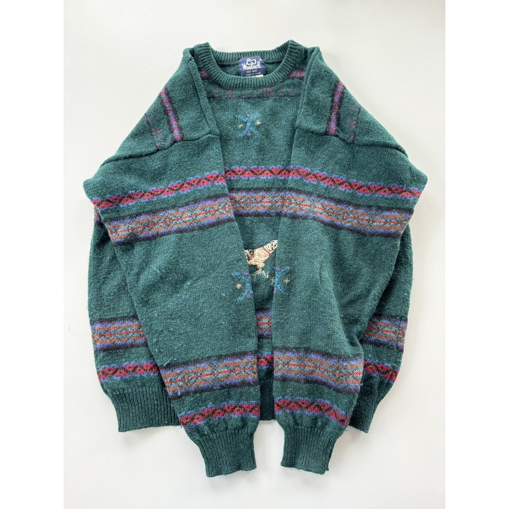Vintage Woolrich Hunting Dog Embroidered Wool Winter Sweater Unisex Mens Large‎ - Picture 6 of 12